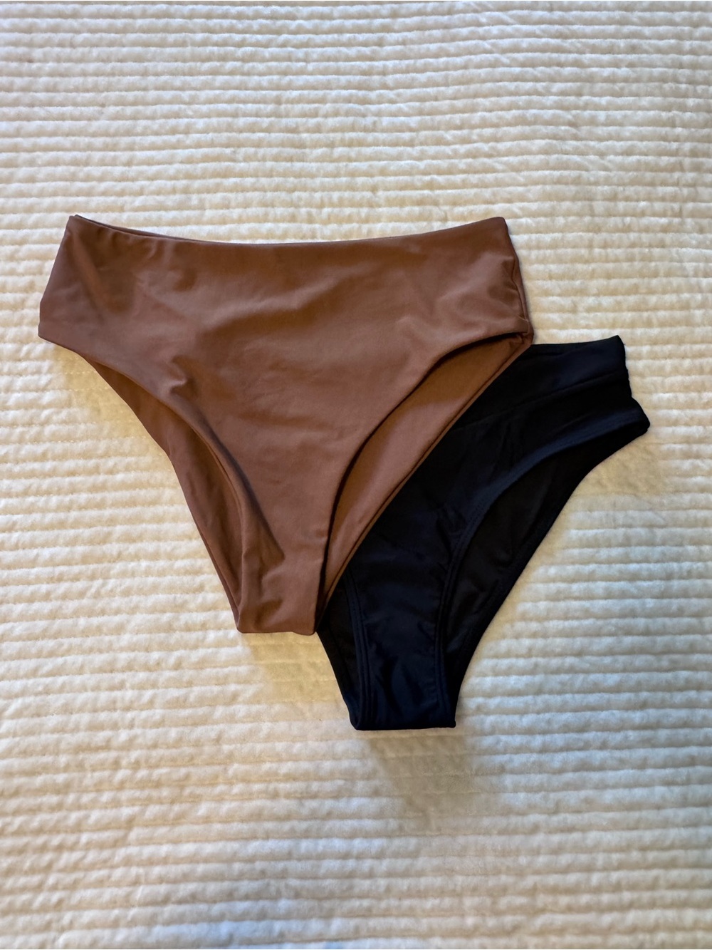 High-Waist Bikini Bottoms in Brown and Black - Women Swim | Set of 2